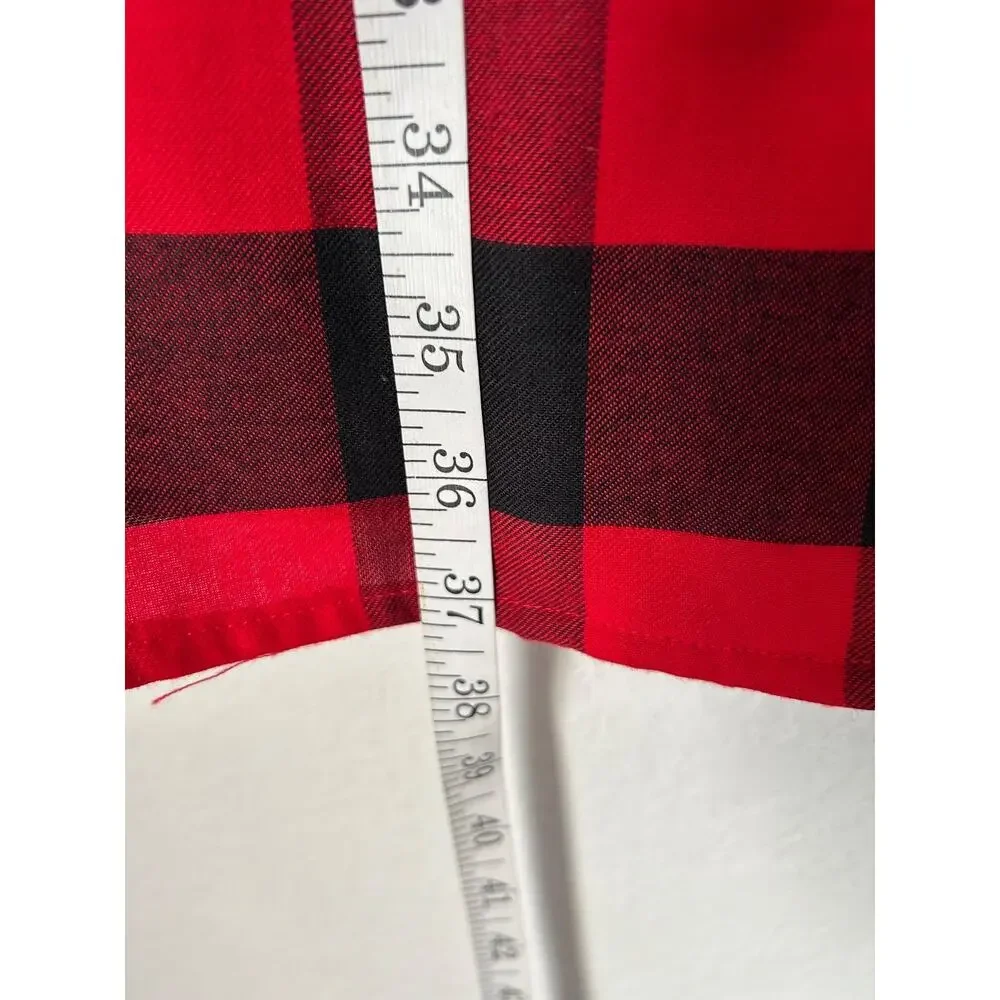 Disney Minnie Mouse Holiday Nightshirt 2X Red Black Buffalo Check Plaid Flannel - Picture 12 of 13